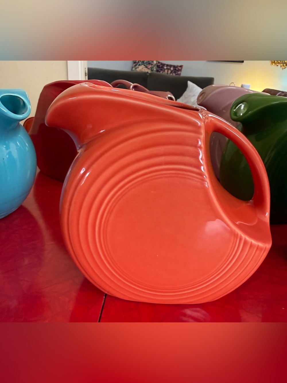 Homer Laughlin Fiesta Ware Orange Large Collectible Disk Pitcher